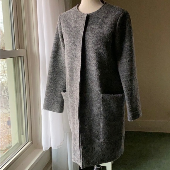 Zara Jackets & Blazers - Zara Knit rare long pocket wool gray coat jacket